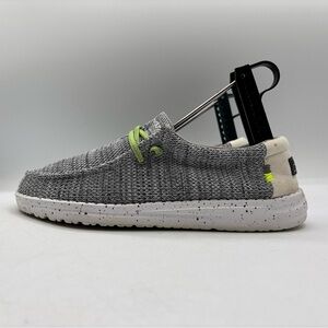 Hey Dude Wally Youth Sox Stone White Boys US Y5 - L6 Slip On Comfort Casual Shoe